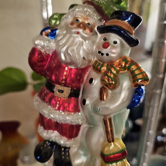 Blown Glass Santa and Snowman Ornament - Picture 2 of 13